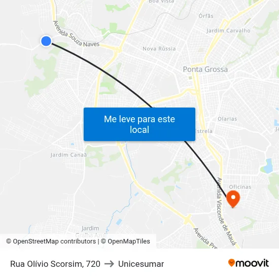 Rua Olívio Scorsim, 720 to Unicesumar map