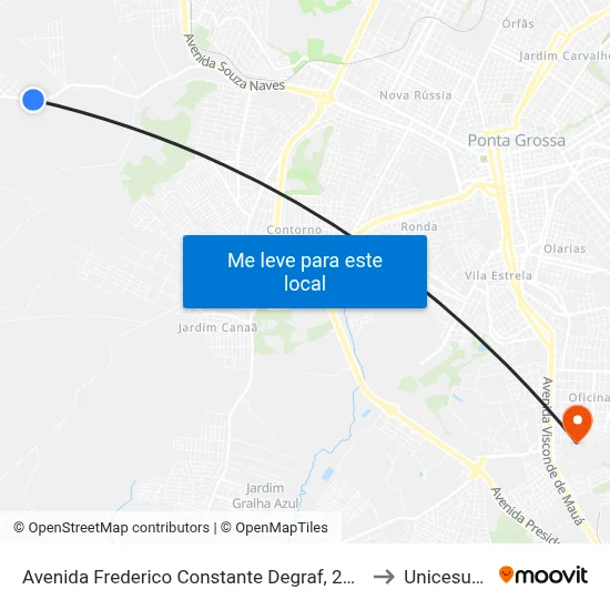 Avenida Frederico Constante Degraf, 2844-3156 to Unicesumar map