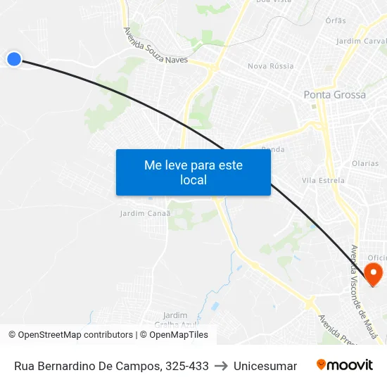 Rua Bernardino De Campos, 325-433 to Unicesumar map