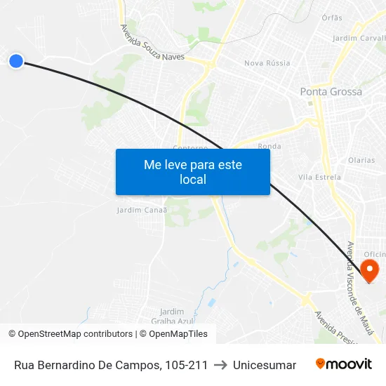 Rua Bernardino De Campos, 105-211 to Unicesumar map