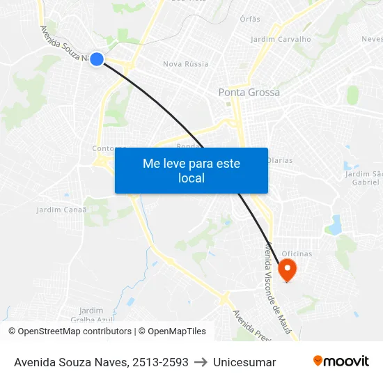 Avenida Souza Naves, 2513-2593 to Unicesumar map