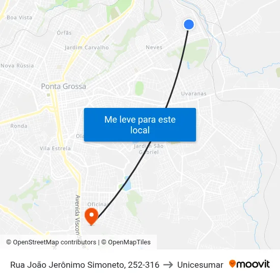 Rua João Jerônimo Simoneto, 252-316 to Unicesumar map