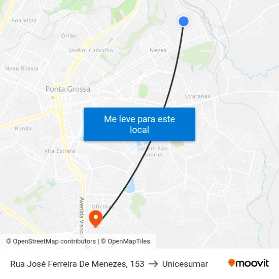 Rua José Ferreira De Menezes, 153 to Unicesumar map