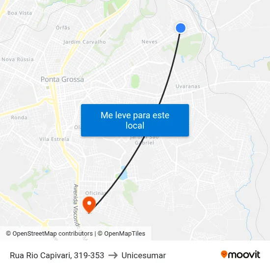 Rua Rio Capivari, 319-353 to Unicesumar map