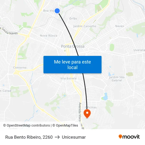Rua Bento Ribeiro, 2260 to Unicesumar map