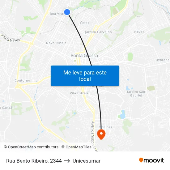 Rua Bento Ribeiro, 2344 to Unicesumar map