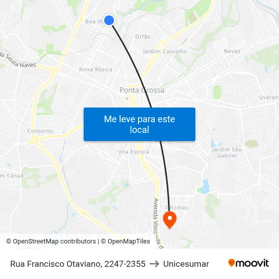 Rua Francisco Otaviano, 2247-2355 to Unicesumar map