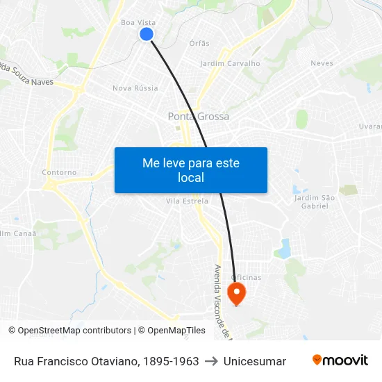 Rua Francisco Otaviano, 1895-1963 to Unicesumar map