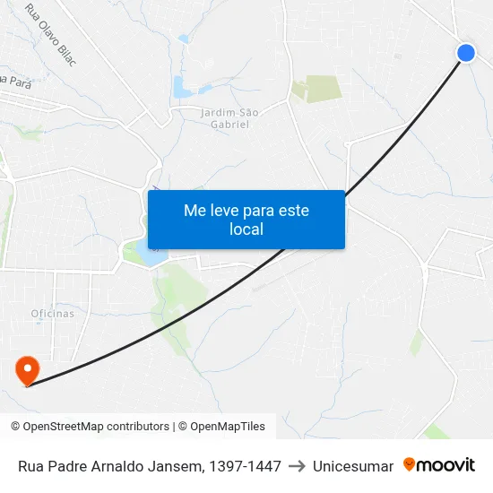 Rua Padre Arnaldo Jansem, 1397-1447 to Unicesumar map