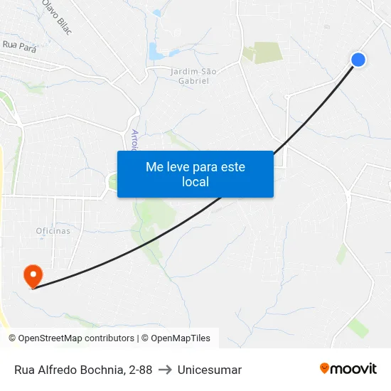 Rua Alfredo Bochnia, 2-88 to Unicesumar map