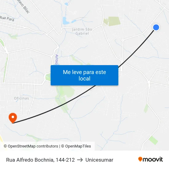 Rua Alfredo Bochnia, 144-212 to Unicesumar map