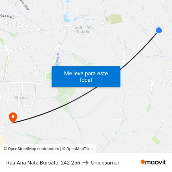 Rua Ana Nata Borsato, 242-256 to Unicesumar map