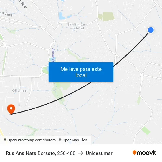 Rua Ana Nata Borsato, 256-408 to Unicesumar map
