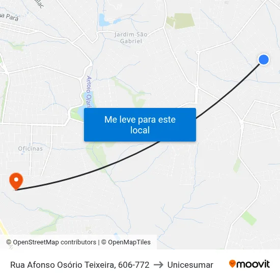 Rua Afonso Osório Teixeira, 606-772 to Unicesumar map