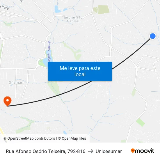 Rua Afonso Osório Teixeira, 792-816 to Unicesumar map