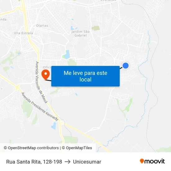 Rua Santa Rita, 128-198 to Unicesumar map