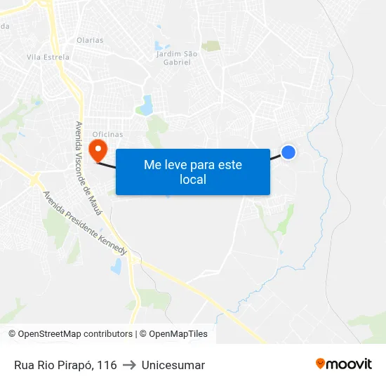 Rua Rio Pirapó, 116 to Unicesumar map