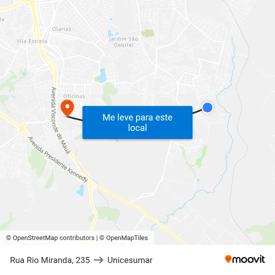Rua Rio Miranda, 235 to Unicesumar map
