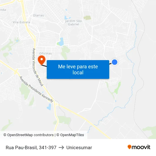 Rua Pau-Brasil, 341-397 to Unicesumar map
