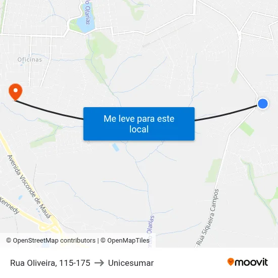 Rua Oliveira, 115-175 to Unicesumar map