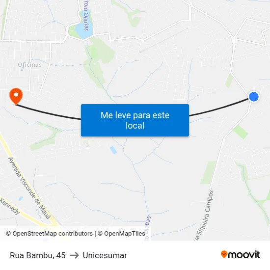 Rua Bambu, 45 to Unicesumar map