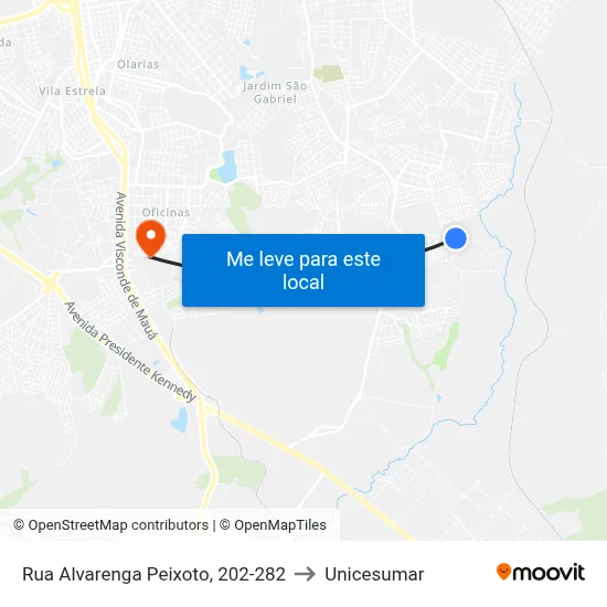 Rua Alvarenga Peixoto, 202-282 to Unicesumar map