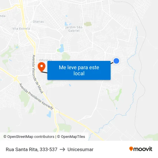 Rua Santa Rita, 333-537 to Unicesumar map