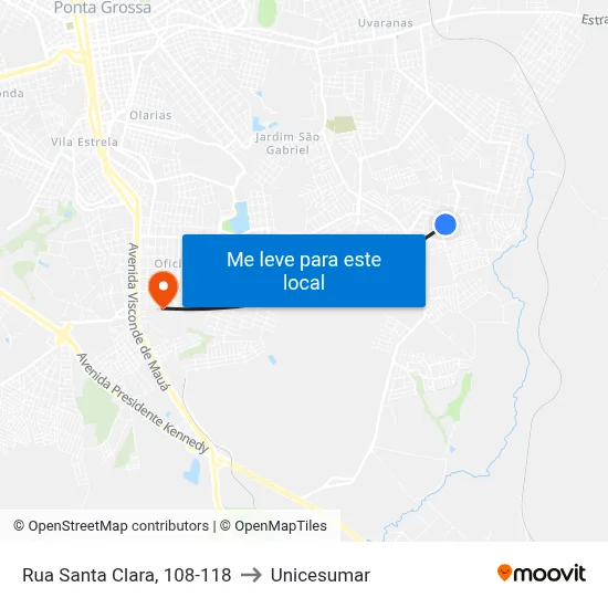 Rua Santa Clara, 108-118 to Unicesumar map