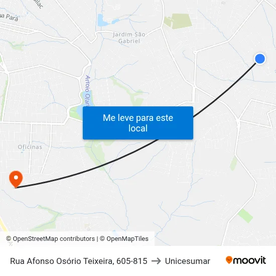 Rua Afonso Osório Teixeira, 605-815 to Unicesumar map