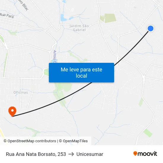 Rua Ana Nata Borsato, 253 to Unicesumar map