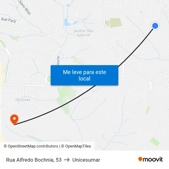 Rua Alfredo Bochnia, 53 to Unicesumar map