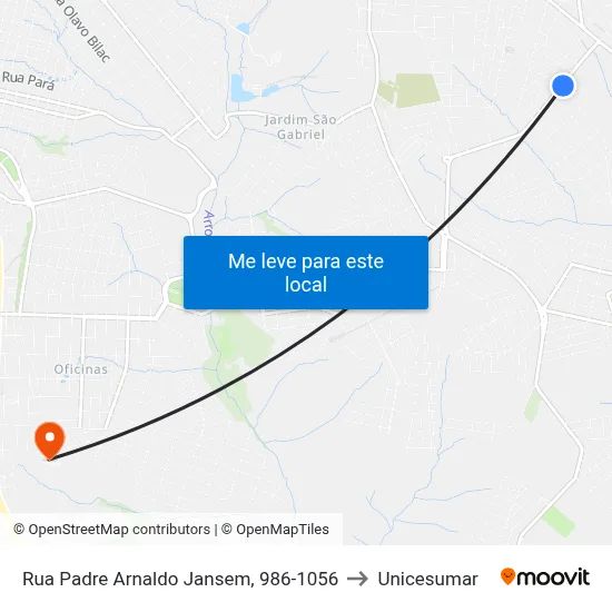Rua Padre Arnaldo Jansem, 986-1056 to Unicesumar map