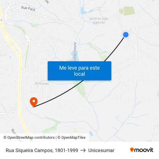Rua Siqueira Campos, 1801-1999 to Unicesumar map