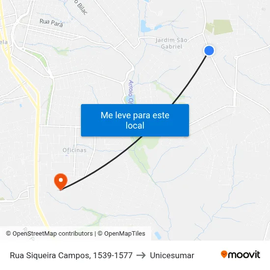 Rua Siqueira Campos, 1539-1577 to Unicesumar map
