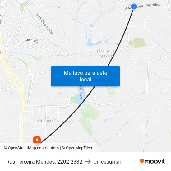 Rua Teixeira Mendes, 2202-2332 to Unicesumar map