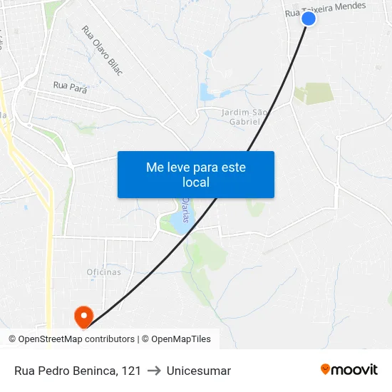 Rua Pedro Beninca, 121 to Unicesumar map