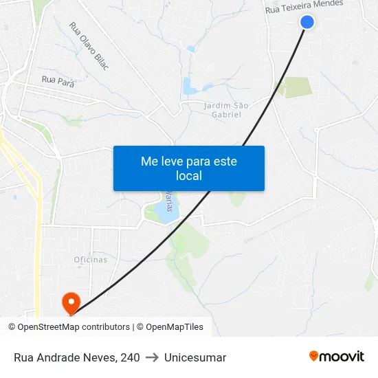 Rua Andrade Neves, 240 to Unicesumar map