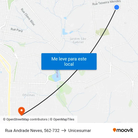 Rua Andrade Neves, 562-732 to Unicesumar map