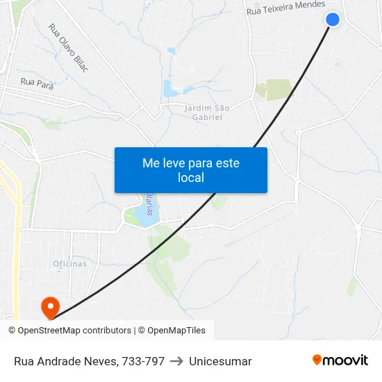 Rua Andrade Neves, 733-797 to Unicesumar map