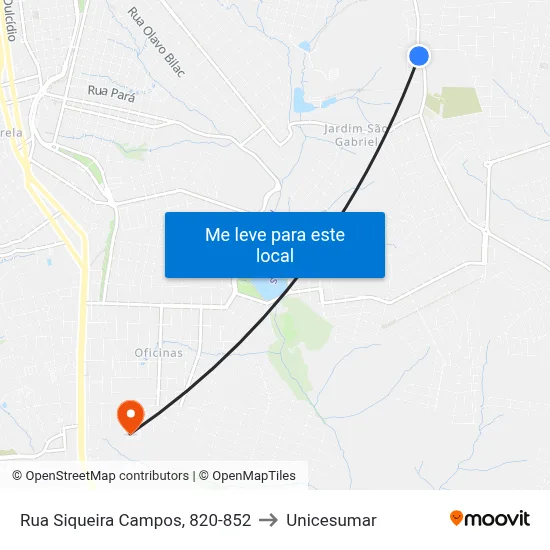 Rua Siqueira Campos, 820-852 to Unicesumar map