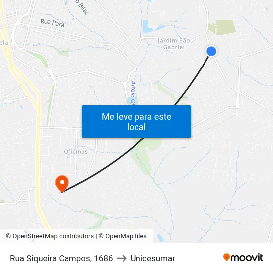 Rua Siqueira Campos, 1686 to Unicesumar map