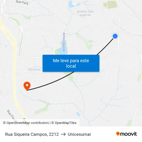 Rua Siqueira Campos, 2212 to Unicesumar map