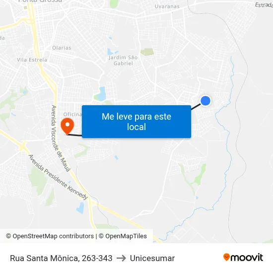 Rua Santa Mônica, 263-343 to Unicesumar map