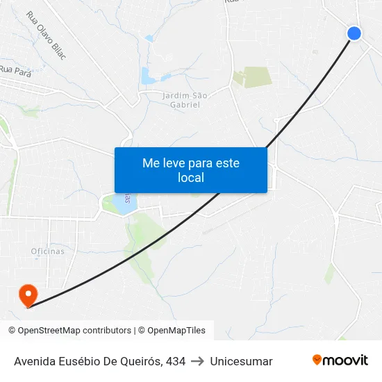 Avenida Eusébio De Queirós, 434 to Unicesumar map