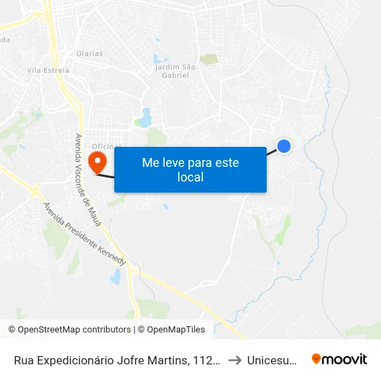 Rua Expedicionário Jofre Martins, 112-134 to Unicesumar map