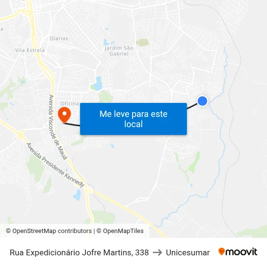 Rua Expedicionário Jofre Martins, 338 to Unicesumar map