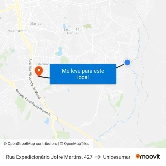 Rua Expedicionário Jofre Martins, 427 to Unicesumar map