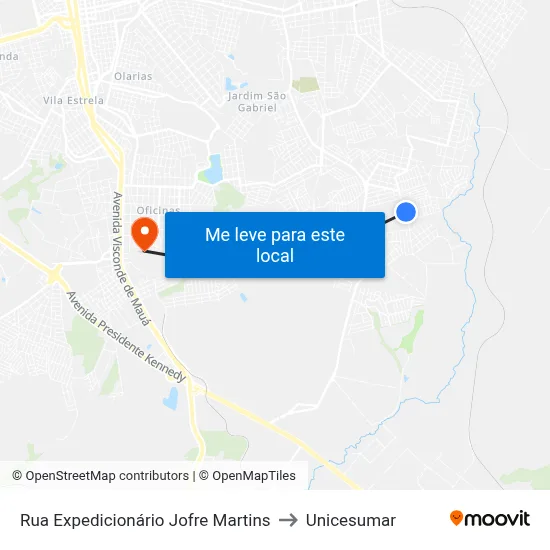 Rua Expedicionário Jofre Martins to Unicesumar map