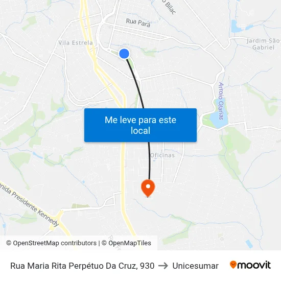 Rua Maria Rita Perpétuo Da Cruz, 930 to Unicesumar map