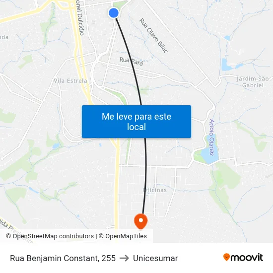 Rua Benjamin Constant, 255 to Unicesumar map